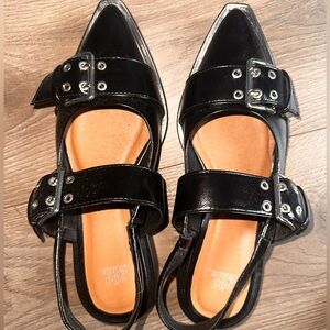 Flat Black Slingbacks